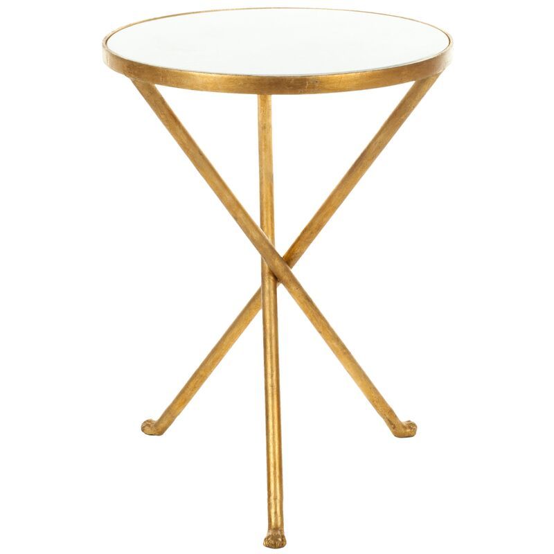 Maddy Granite Side Table, White/Gold | One Kings Lane