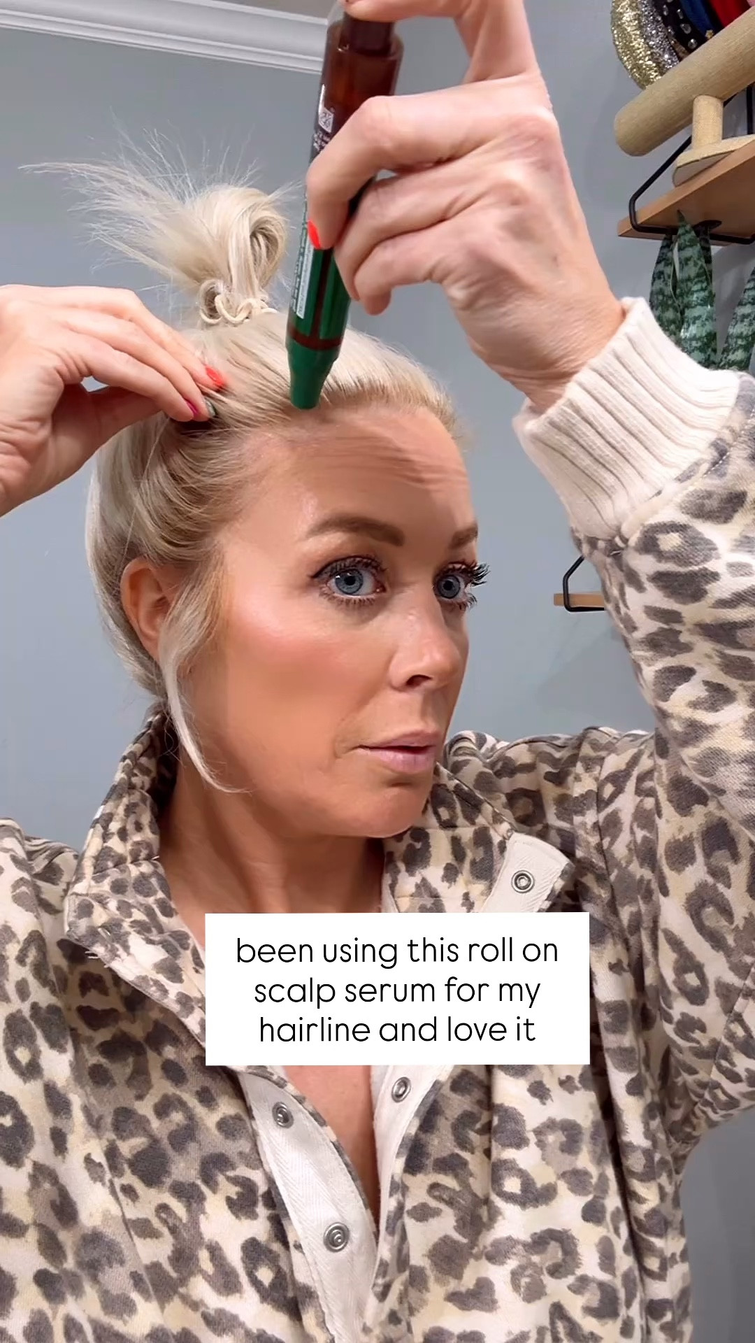 This roll on hair growth serum is so easy to apply! I do it every night before bed 