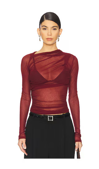 Long Sleeve Slash Top in Ruby | Revolve Clothing (Global)