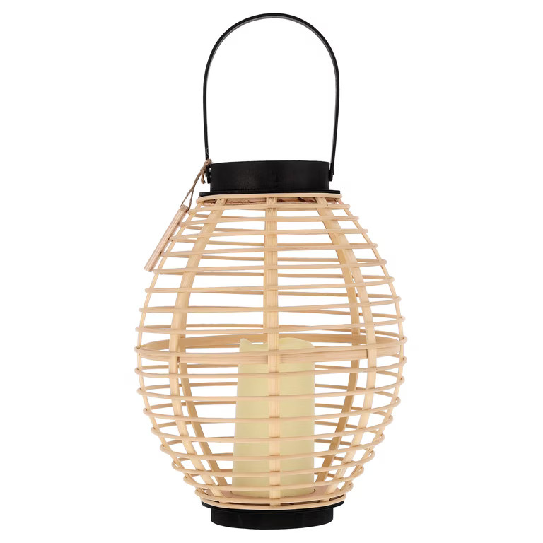 Light-Up Bamboo Lantern Decoration, Natural and Black, 10", Fall by Way To Celebrate | Walmart (US)