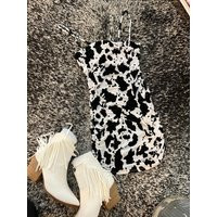 Rouched Cow Print Dress | Etsy (US)