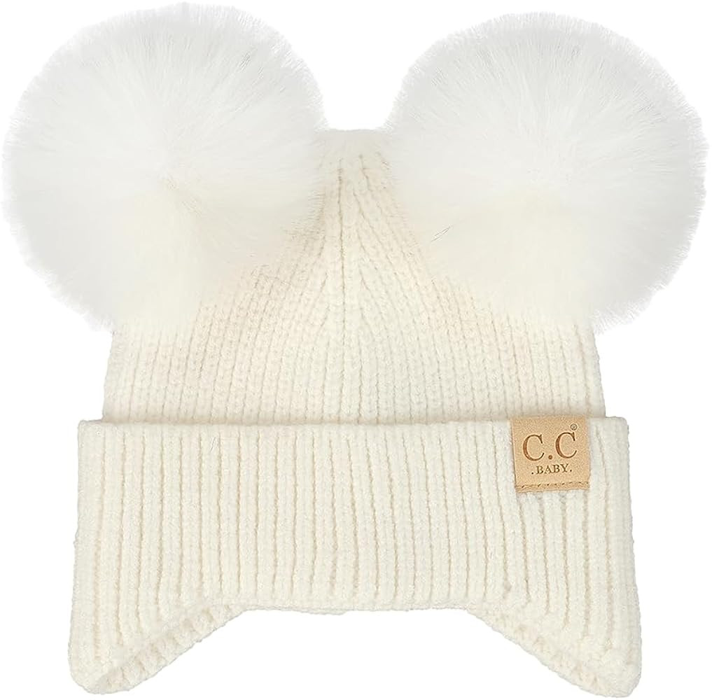 C.C Baby Double Fur Pom Pom Beanie with Ear Flap for Boys Girls - Comfortable Soft Warm Infant To... | Amazon (US)