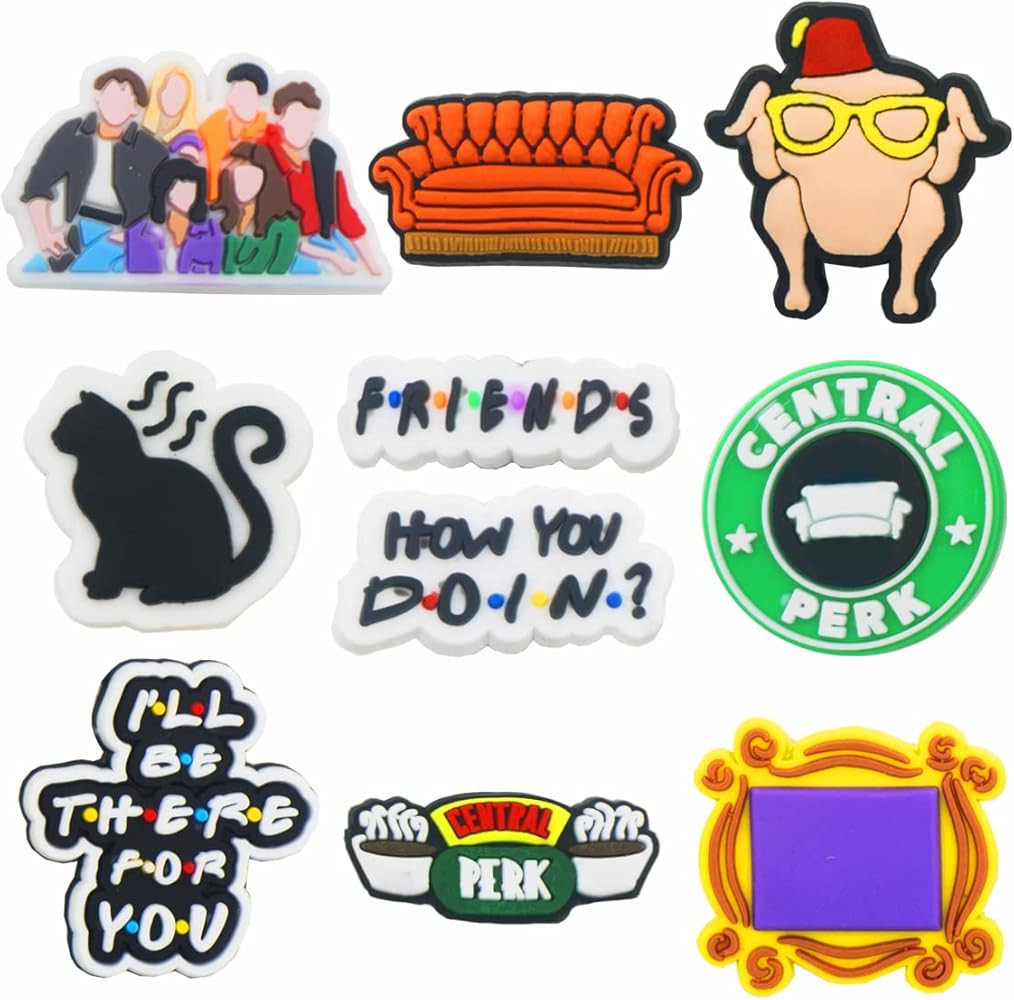 DOULANBLE Friends TV Show Shoe Charms, 10Pcs Pins for Bracelet, Wristband, Birthday, Friends Themed  | Amazon (US)