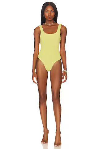 Hunza G Square Neck One Piece in Yellow from Revolve.com | Revolve Clothing (Global)