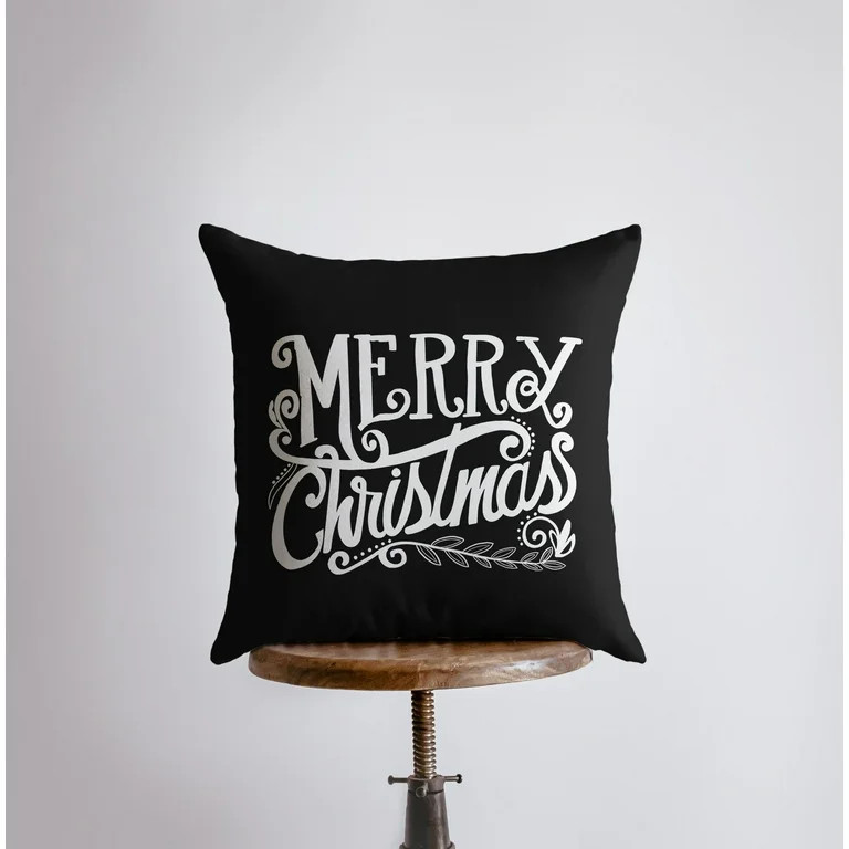 Merry Christmas | Black and White | Throw Pillow | Christmas Pillow | Home Decor | Christmas Pill... | Walmart (US)