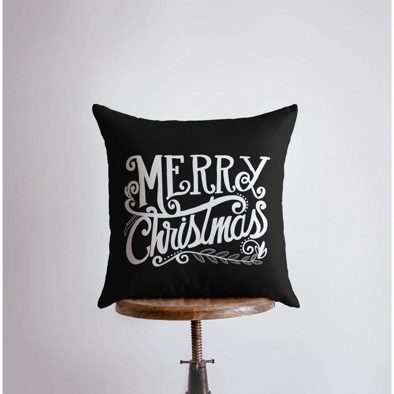 Merry Christmas | Black and White | Throw Pillow | Christmas Pillow | Home Decor | Christmas Pill... | Walmart (US)