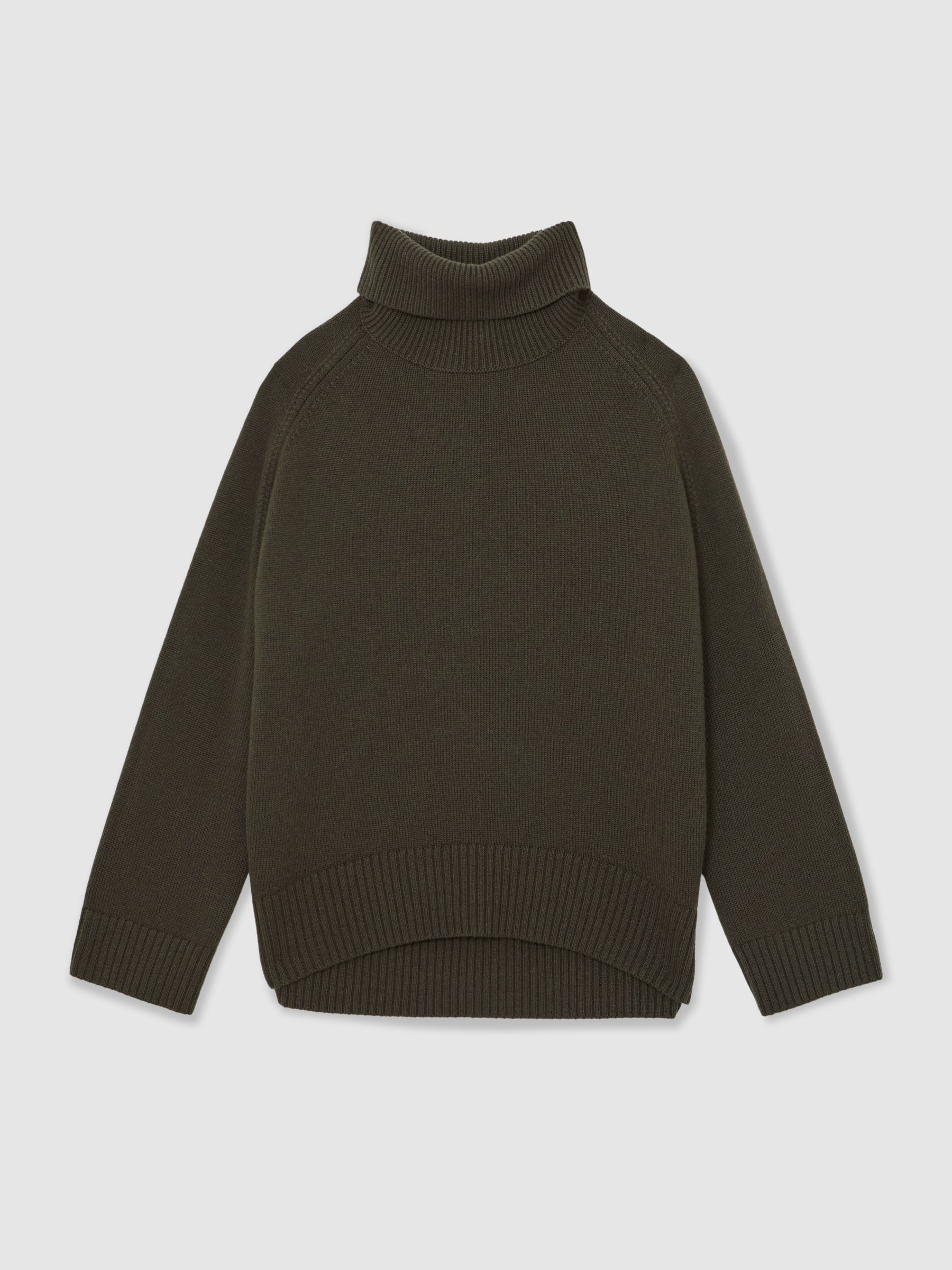 Reiss Wool-Cashmere Roll-Neck Jumper in Khaki Green | REISS | Reiss US