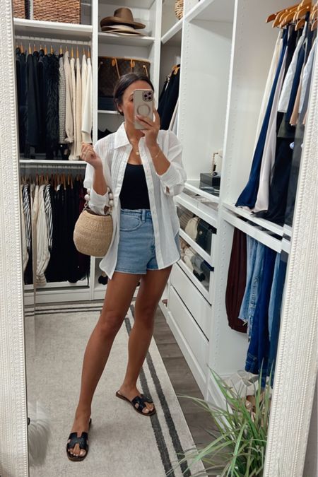 Express 40% off✨
Small in bodysuit 
Small in shirt (it’s going to be your new favorite summer button down) 
Same shorts linked, mine are an older style. Fit TTS 

#LTKfindsunder50 #LTKover40