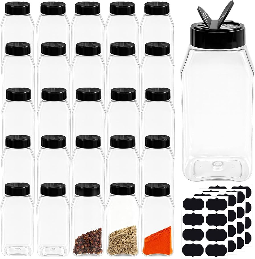 28 Pack 16 Oz Large Spice Jars Seasoning Containers Bottles with Label | Amazon (US)