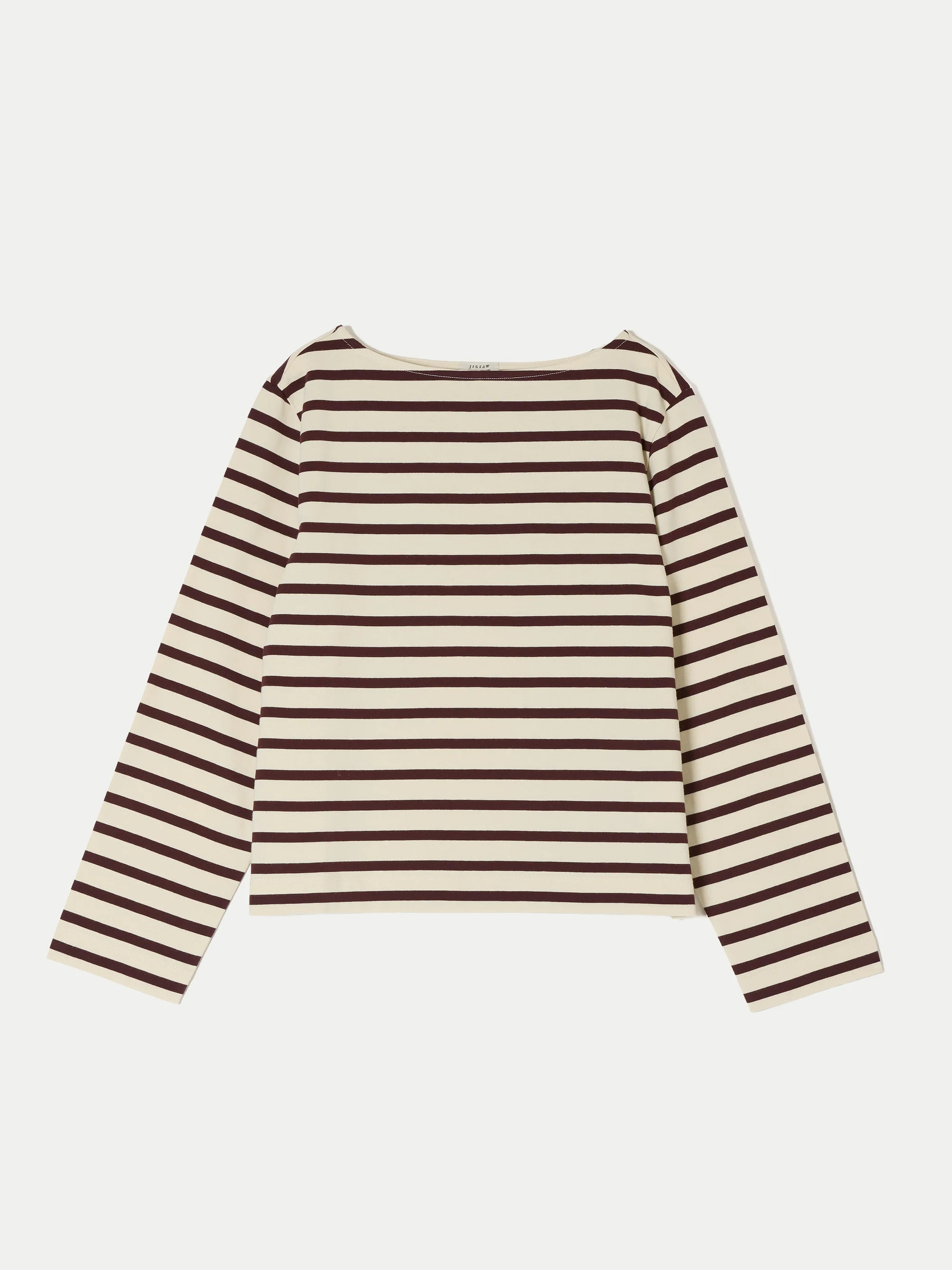High Neck Striped Top | Burgundy | Jigsaw (UK)