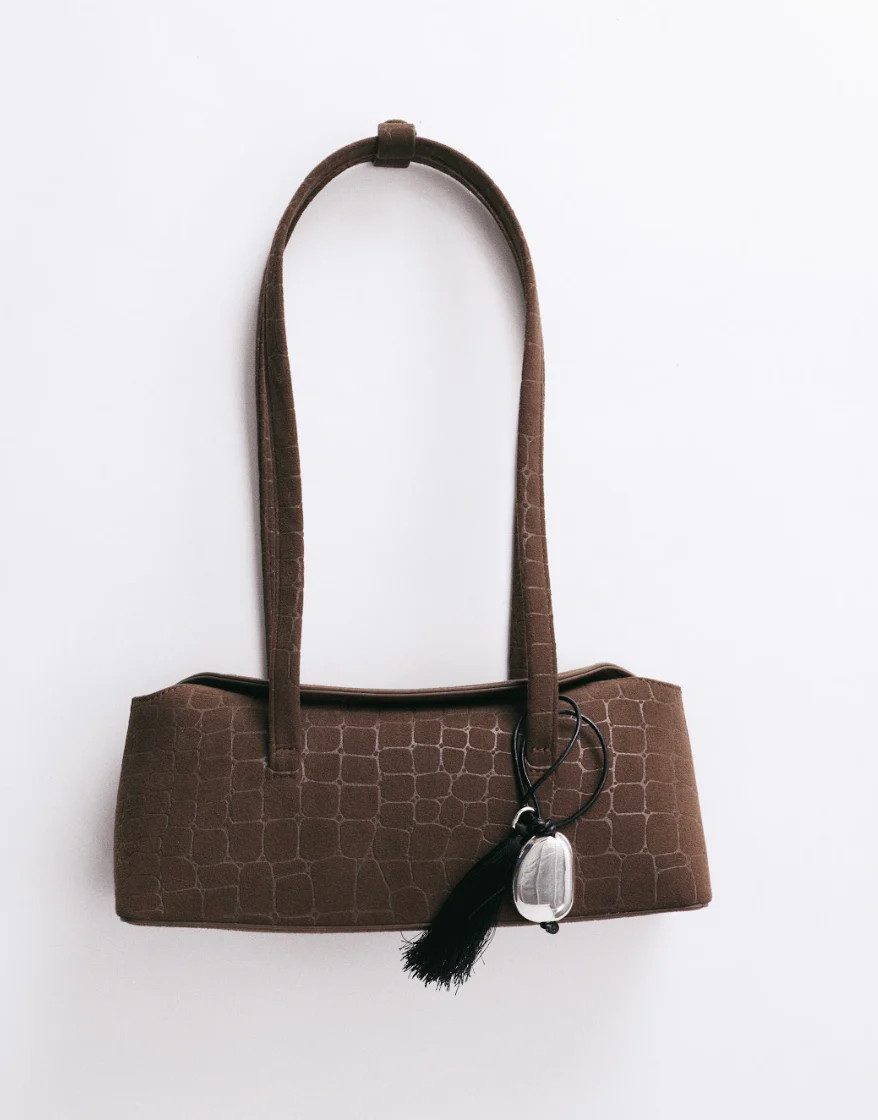 Mini Chrystie Bag - Chocolate Suede Croc | Heaven Mayhem