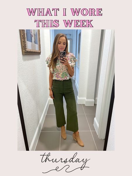 Thursday outfit of the day. Wearing my regular size 26 in these pants and an XS in the top.
