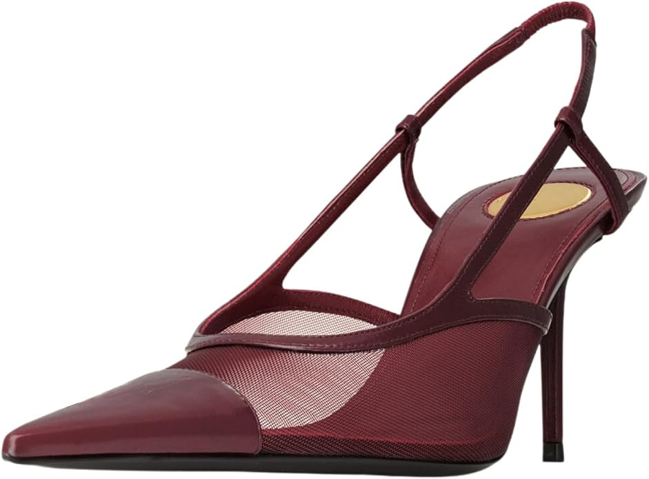 Goolita Pointed Closed Toe Slingback Heels for Women, Sexy Stiletto Heels Slip On Mesh Pump Backl... | Amazon (US)