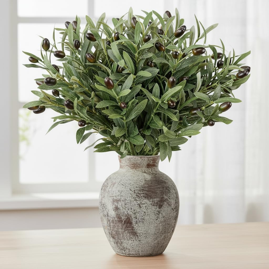 12PCS 18Inch Faux Olive Branches for Vase,Artificia Tree Branches,Fake Plants,Greenery Stems,Euca... | Amazon (US)