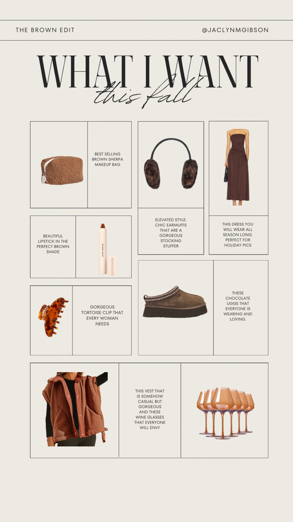 The items in this gift guide are all dreamy to say the least. Ranging in pricing from affordable to a special splurge. These wine glasses are what dreams are made of and this vest is one that you can wear all season long! I also NEED this brown dress for holiday photos! 

#LTKSeasonal #LTKGiftGuide #LTKHoliday