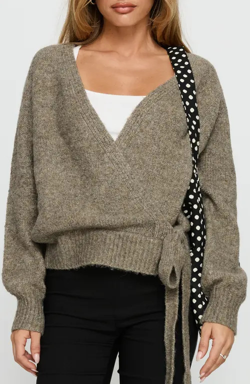 Princess Polly Daelan Wrap Cardigan in Brown at Nordstrom, Size Medium | Nordstrom