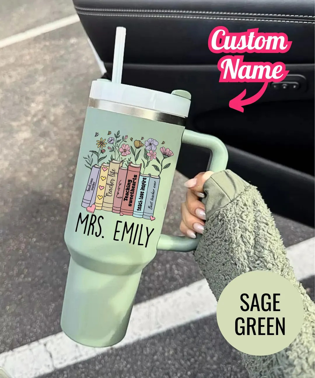 Custom Teacher Tumbler: Floral Book Stack UV Print, Personalized Gift - Etsy | Etsy (Global)