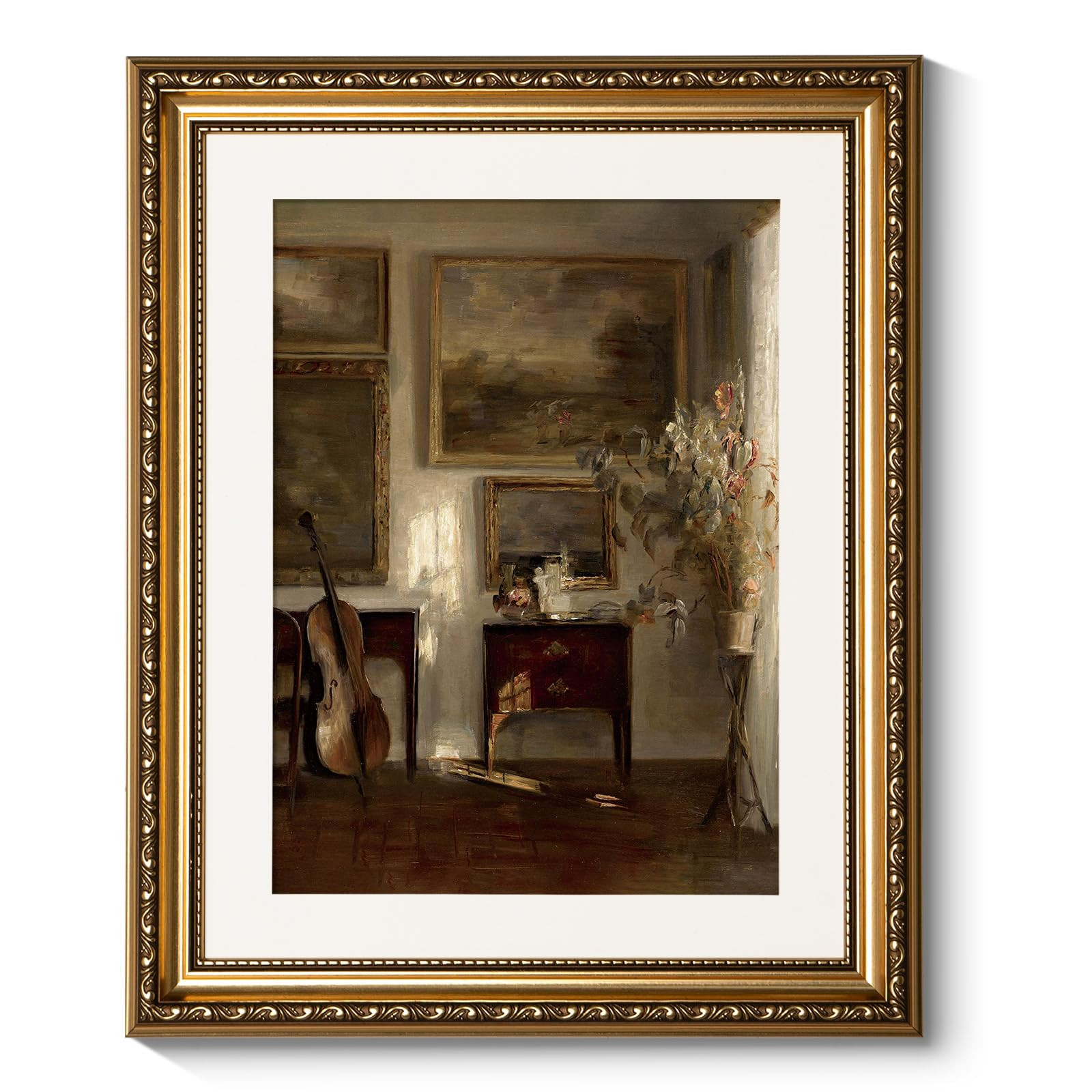 ARPEOTCY Vintage Gold Framed Wall Art, Still Life Interior Cello Landscape Paintings Victorian Fa... | Amazon (US)