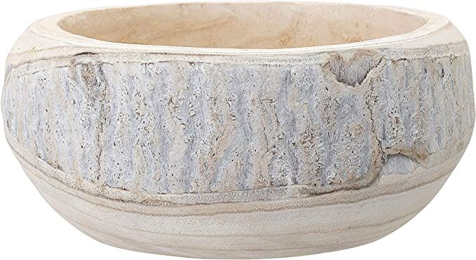 Bloomingville Decorative Hand-Carved Paulownia Wood Bowl, Whitewashed, 10.5 in Diameter, 4.25 in ... | Amazon (US)