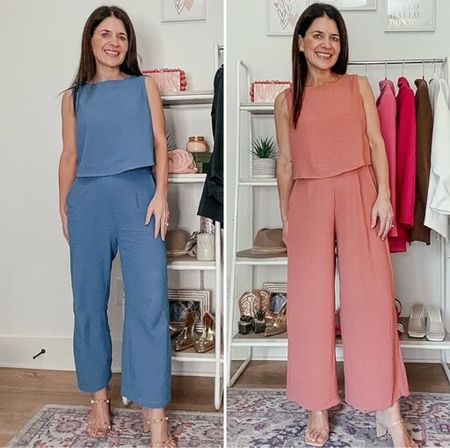 Loving these Amazon two piece sets! Would be a great office look and can be dressed up or down!

Matching set, crop sleeveless tank top and pants set, flowy pants, work look, dressy look, casual look, summer look



#LTKStyleTip #LTKFindsUnder50 #LTKSeasonal