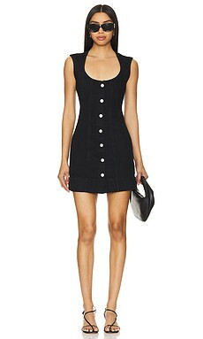 FRAME Seamed Scoop Dress in Black from Revolve.com | Revolve Clothing (Global)