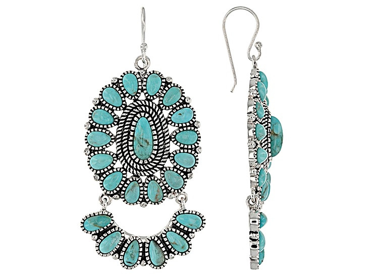 Blue Turquoise Silver Dangle Earrings - SWE1161 | JTV Jewelry