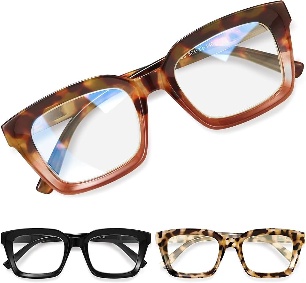miyya Oprah Style Reading Glasses for Women, Cheaters Eyeglasses, Oversized Blue Light Readers, F... | Amazon (US)