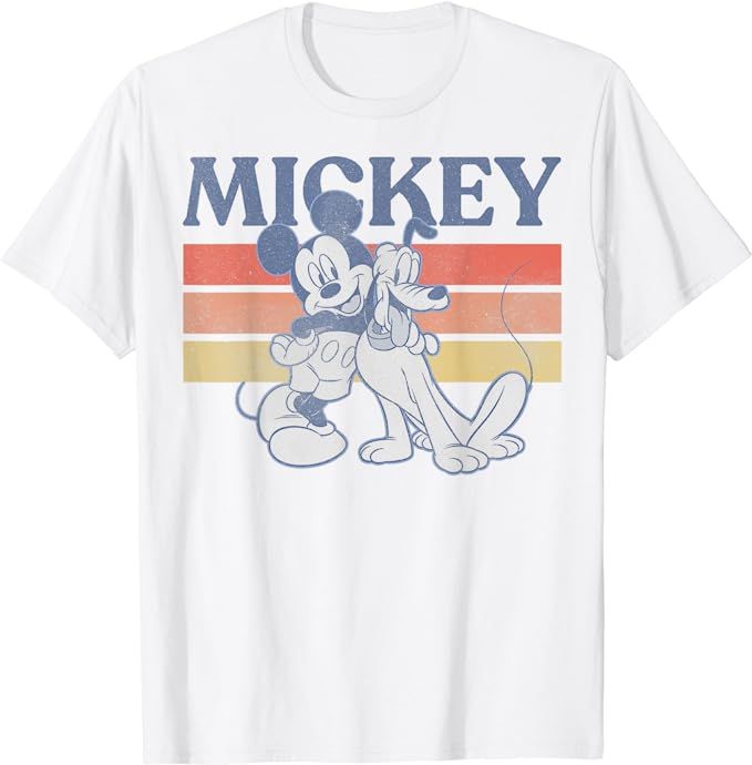 Disney Mickey And Friends Mickey And Pluto Retro Line T-Shirt | Amazon (US)