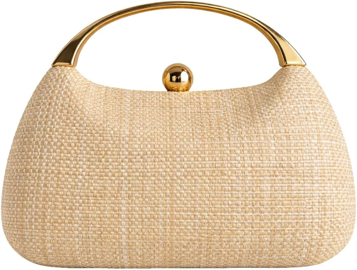 UMREN Straw Clutch Handbags Women Beach Crossbody Hand-woven Summer Purse Wallet Top handle Eveni... | Amazon (US)
