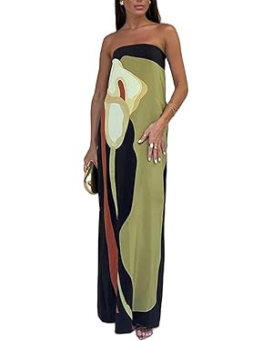 Women Y2k Floral Bodycon Maxi Dress Flower Print Spaghetti Strap Slip Dress Backless Sleeveless S... | Amazon (US)