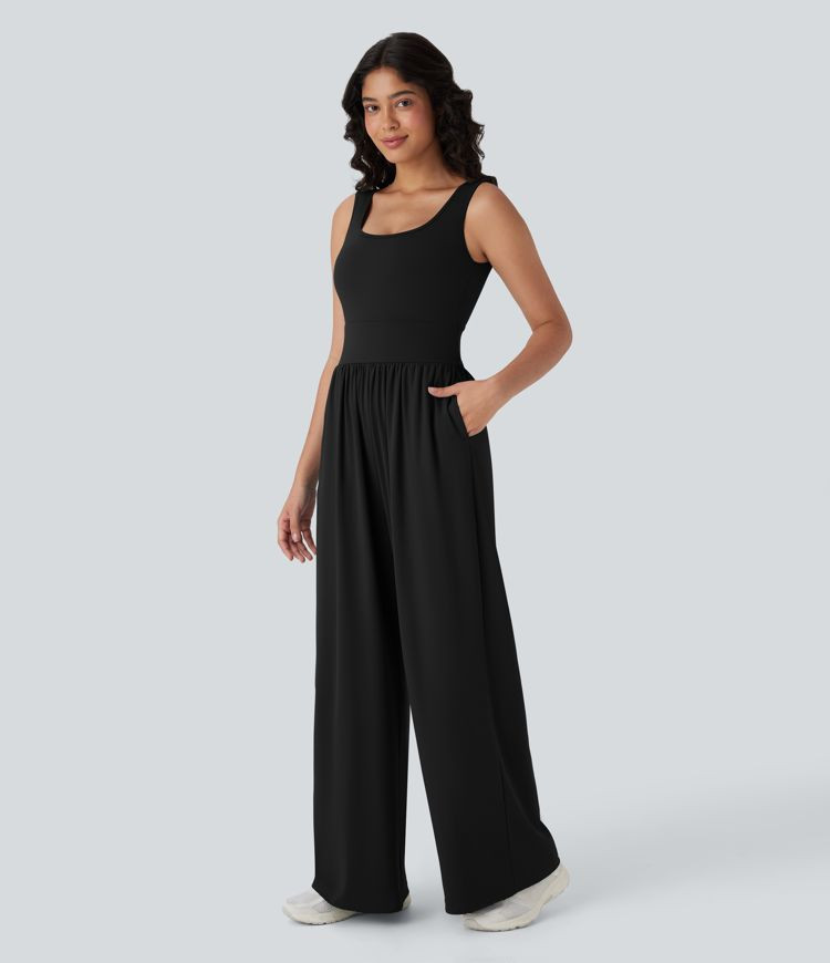 SoftlyZero™ Airy Wide Leg Cool Touch Yoga Jumpsuit with Pockets-Easy Peezy | HALARA