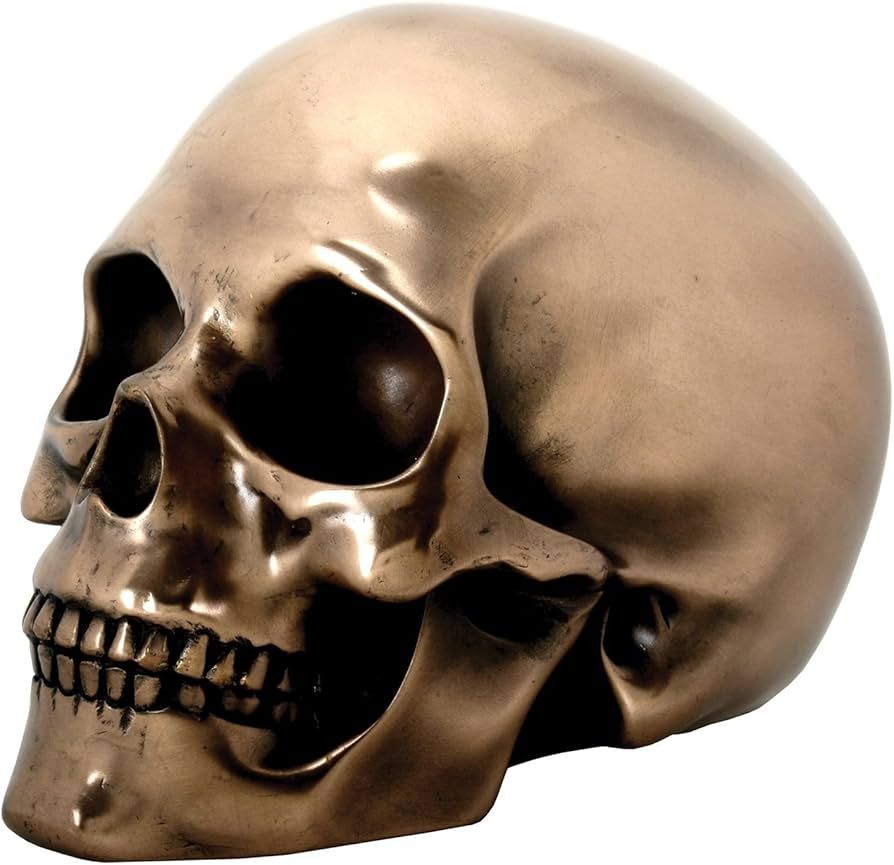 SUMMIT COLLECTION Decorative Bronze Colored Skull Head Skeleton Figurine Statue | Amazon (US)