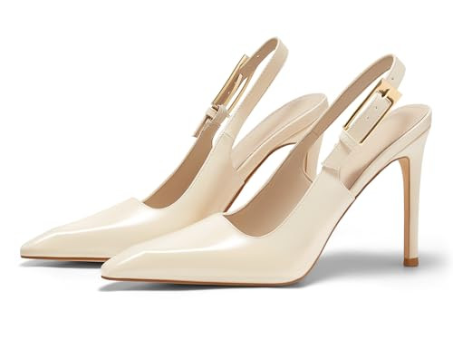 Coutgo Women's Slingback High Heels Pointed Toe Stilettos Metal Buckle Dress Party Pump Shoes | Amazon (US)