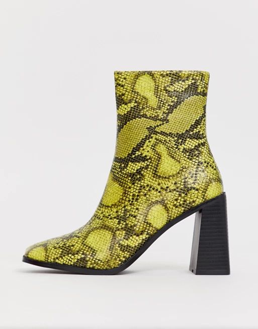 RAID Ziva lime snake heeled ankle boots | ASOS (Global)