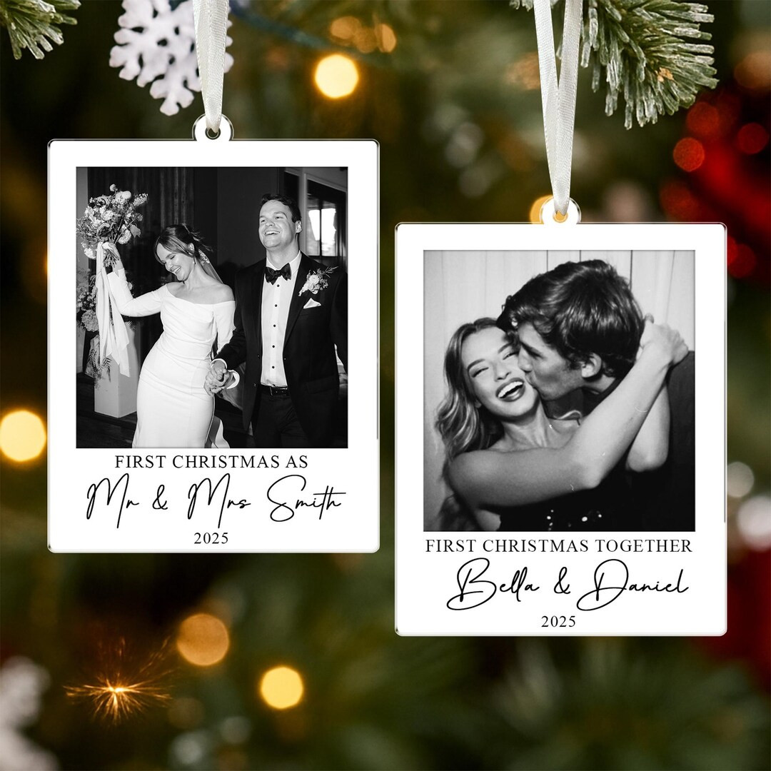 Our First Christmas Married Ornament 2025, Custom Couple Photo Ornament, Newlywed Gifts, Mr & Mrs... | Etsy (US)