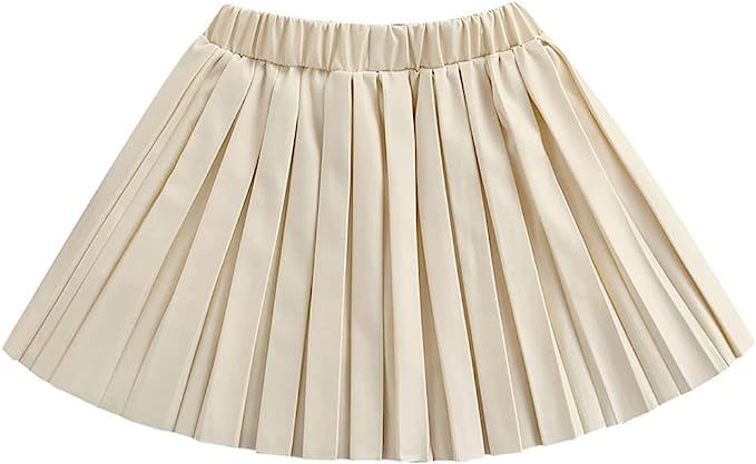 Canis Pu Leather Skirts for Baby Little Girls Kids Faux Leather Pleated Skirts | Amazon (US)
