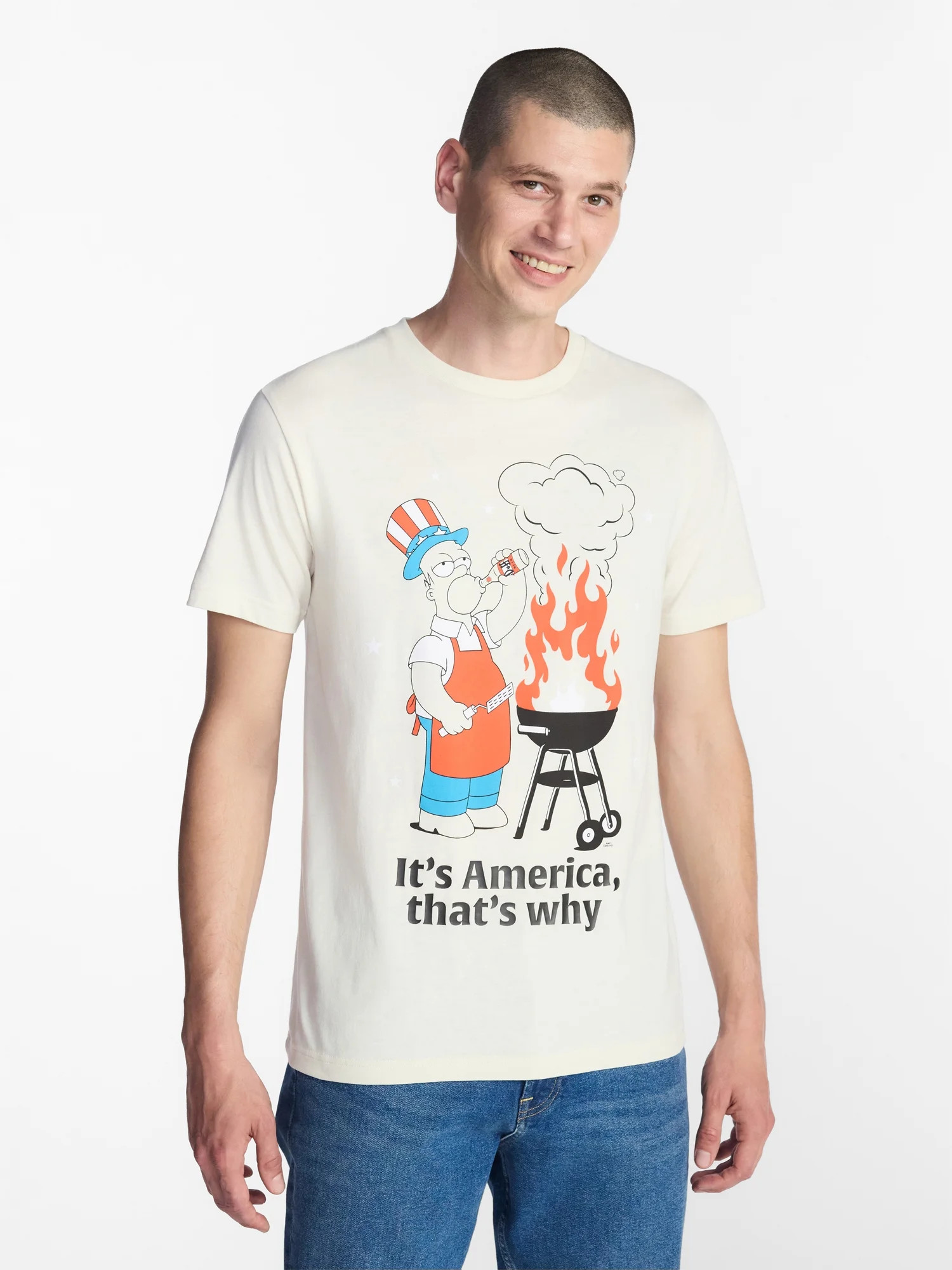 The Simpsons, Men's & Big Men's Americana Graphic Tee, Home of the Free, Sizes XS-5XL - Walmart.c... | Walmart (US)