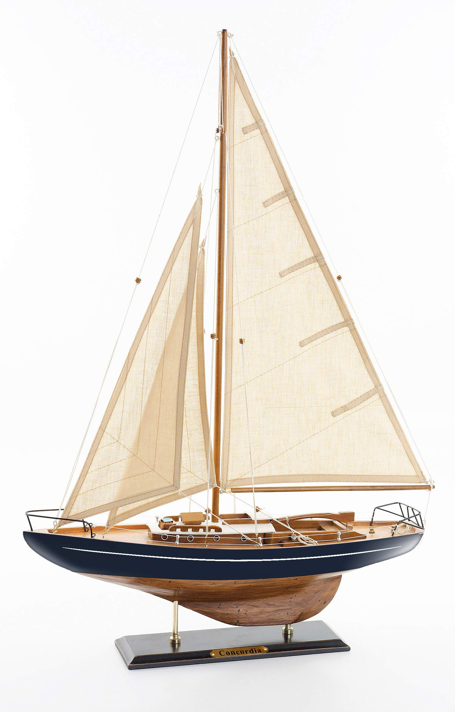 SAILINGSTORY Wooden Sailboat Decor Yacht Model Ship with Antique Finish Navy | Amazon (US)