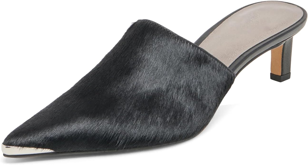 Kitten Heel Mules for Women Cow Print Pointed Closed Toe Slip-On Mules Backless Calf Hair Dress P... | Amazon (US)