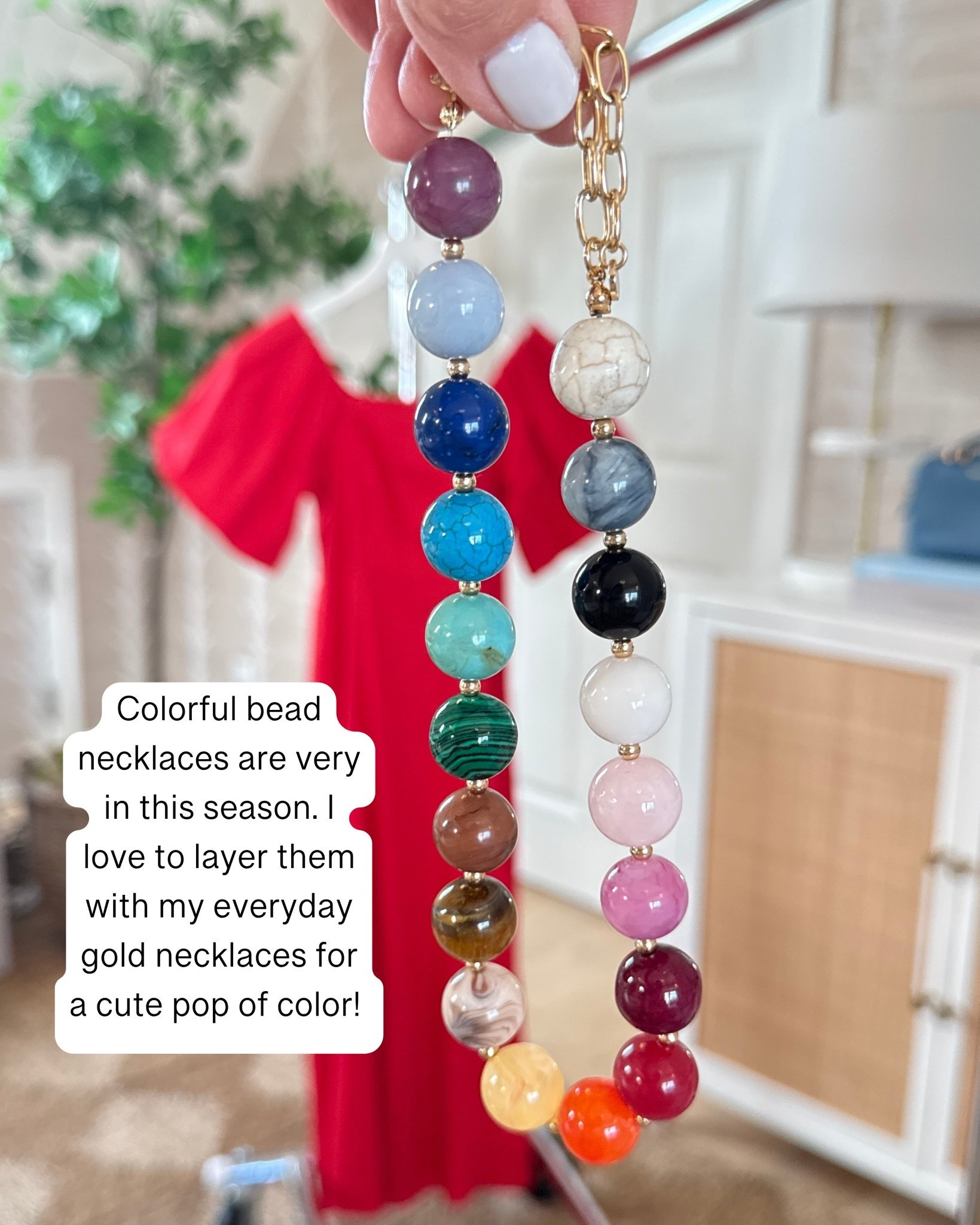 Colorful beaded necklaces are everywhere this season. I love to layer them with my every day gold necklace for a cute pop of color!


#LTKOver40 #LTKootd #LTKSeasonal