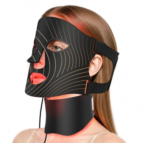 ONLUKY Red Light Therapy for Face,LED Face Mask Light Therapy with Neck Device,103 3-in-1 Light Beads,Remoter Rechargeable,Timing Function,Infrared Red Light Therapy Mask for Home | Amazon (US)