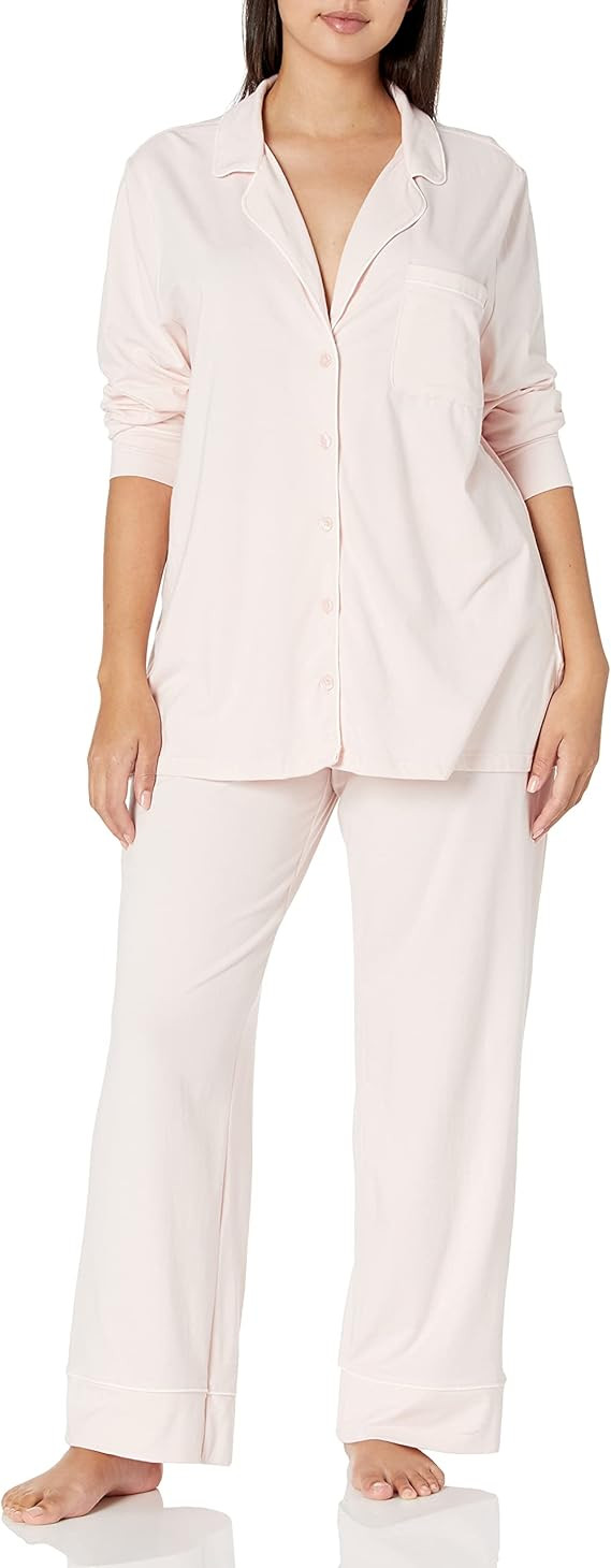 Amazon Essentials Women's Long Sleeve Cotton Modal Pajama Set, Loungewear with Full-Length Bottom | Amazon (US)