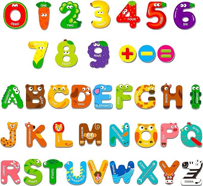 Magnetic Uppercase Letters and Numbers, Educational Learning Tool for Kids Word Recognition 39 Pi... | Amazon (US)