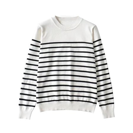 Womens Classic Striped Sweaters Casual Crew Neck Long Sleeve Jumper Loose Fashion Pullover Sweatshir | Walmart (US)