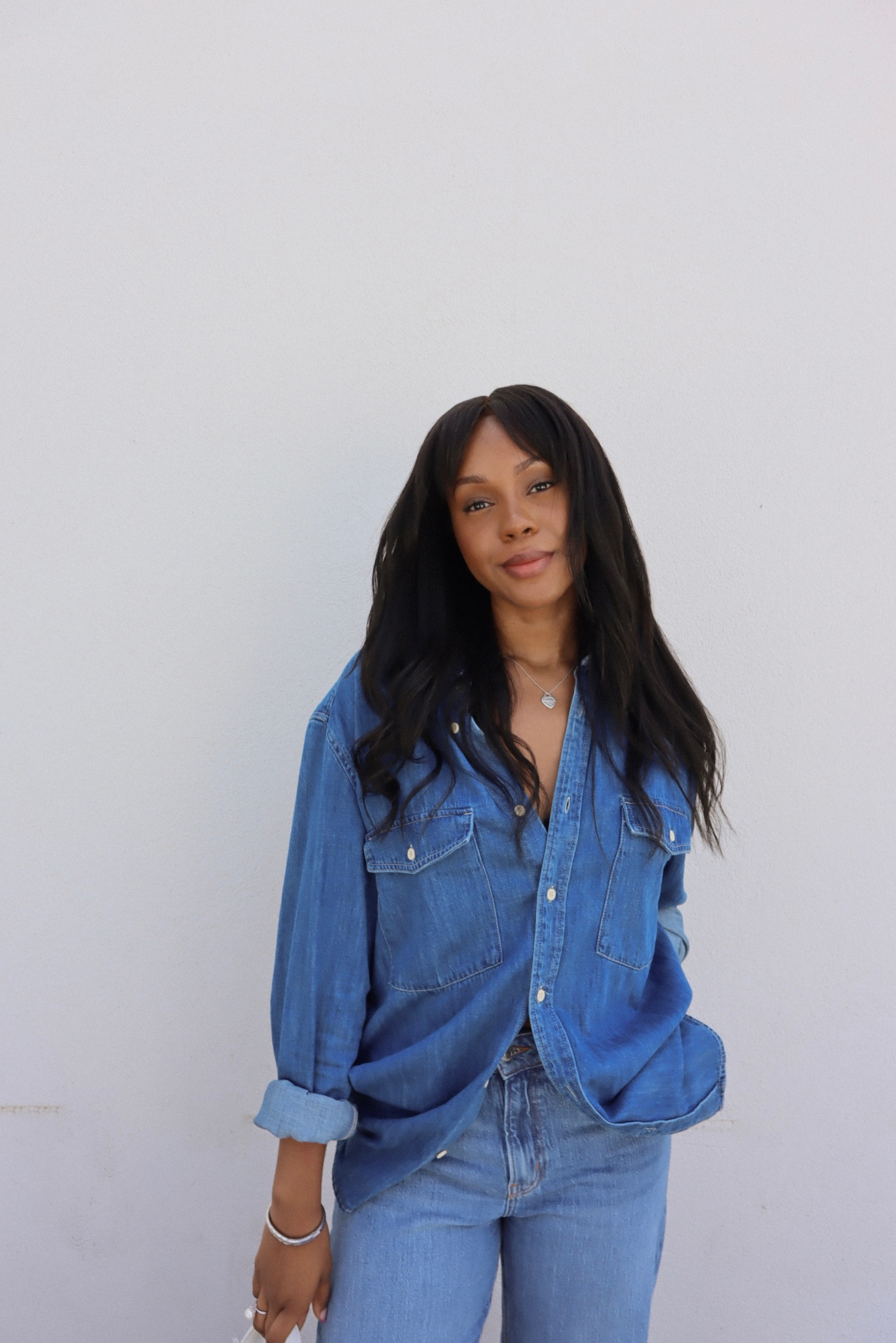 Denim on denim outfit inspo. Love a relaxed fit denim shirt I paired it with my favorite H&M wide leg jeans they’re so comfortable and flattering. 

#LTKstyletip #LTKSeasonal #LTKfindsunder50