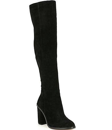 Gianni Bini Barrine Suede Wide Calf Over-the-Knee Block Heel Boots - 10M | Dillards