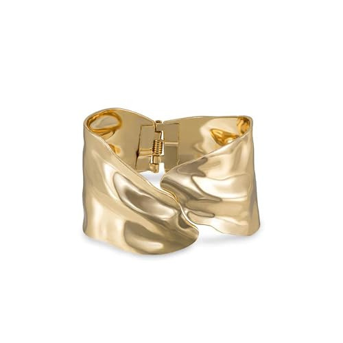 Ettika Gold Cuff. Bracelet for Women, Melted Abstract 18k Gold Plated Band Cuff. Wrap Bracelet, Jewelry. Birthday Gifts For Women | Amazon (US)