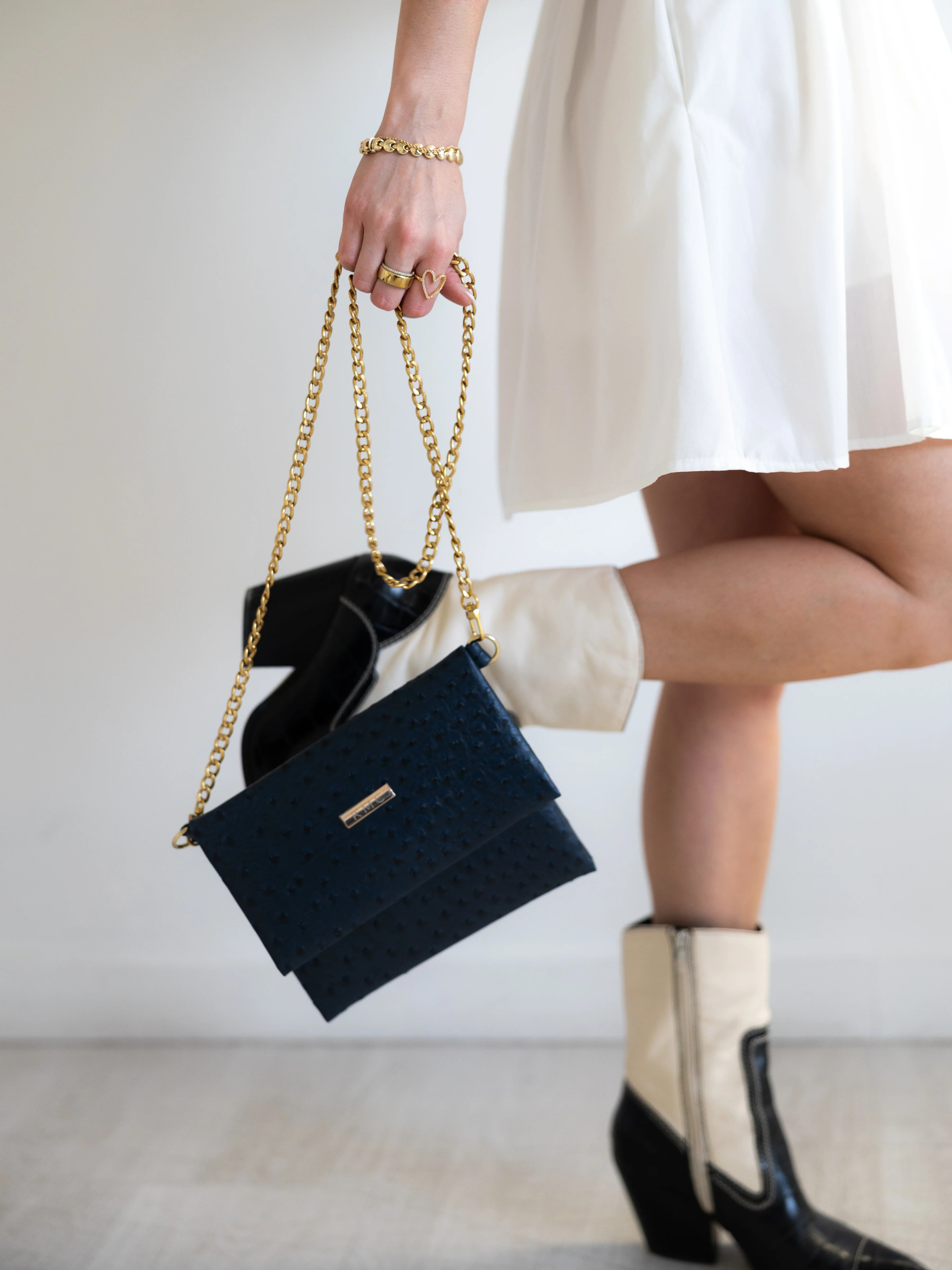 The KMC Everything Crossbody Bag Navy 'Ostrich' | KMC Handbags