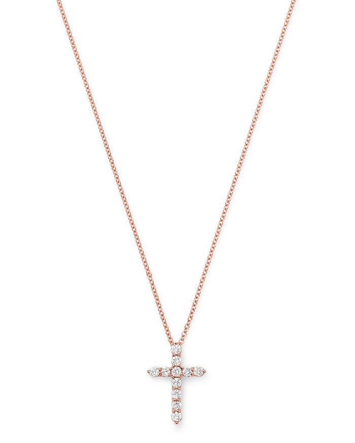 Diamond Small Cross Pendant Necklace in 14K Rose Gold, 0.33 ct. t.w. - 100% Exclusive | Bloomingdale's (US)