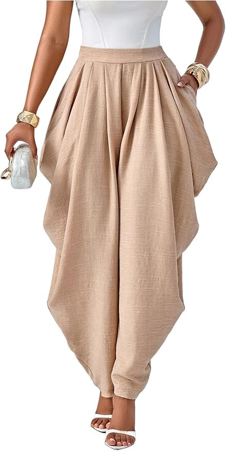 Milumia Women's Boho Baggy Harem Pants Elastic High Waist Casual Lounge Trousers with Pockets | Amazon (US)
